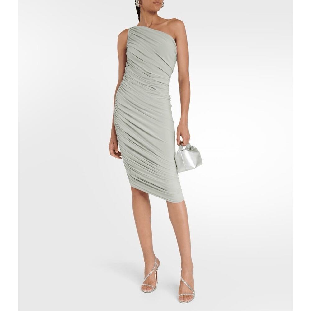 NORMA KAMALI Diana one-shoulder minidress Midi Ruched Light Green 36 / S